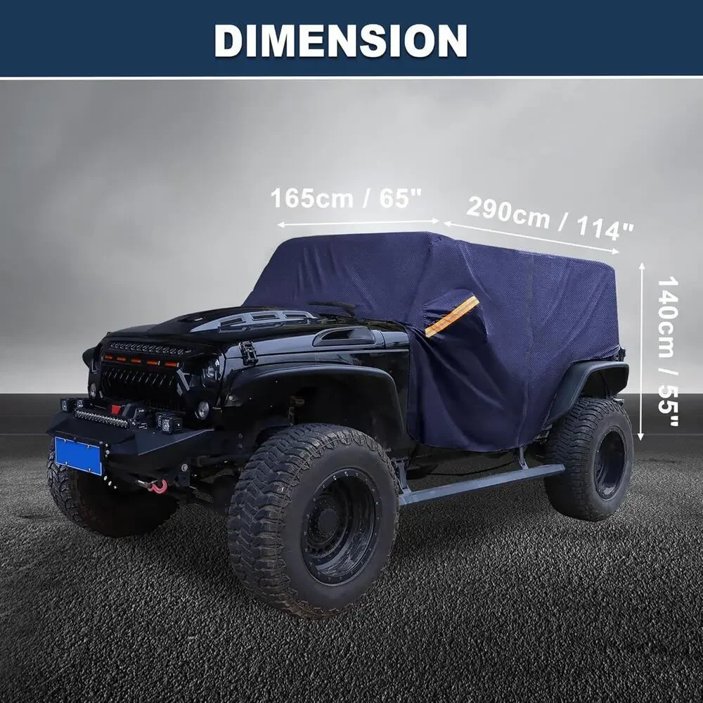 SUV Car Cover Cab Cover for Jeep Wrangler JK JL Hardtop 4 Door 2007-2021 Black